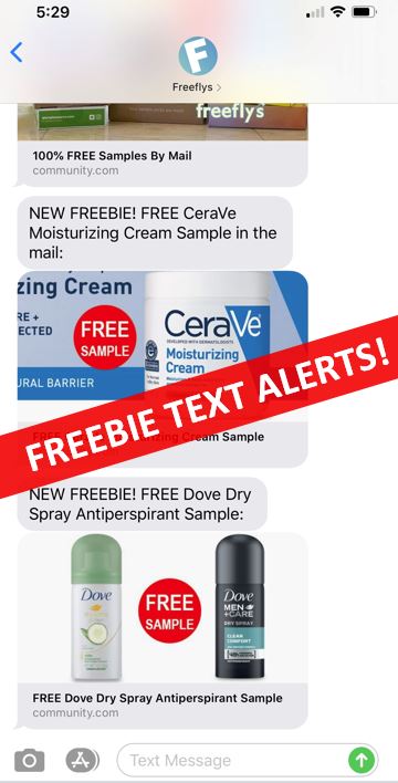 freeflys free samples text alert