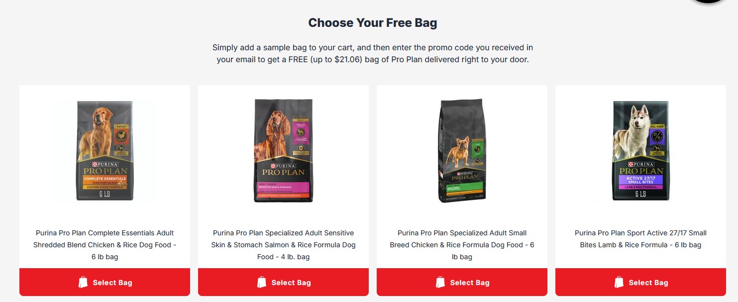 choose your free purina bag
