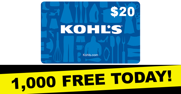 1 000 Free 20 Kohl S Gift Cards Today Only