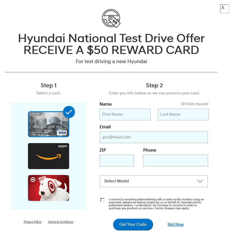 Discover 62+ hyundai test drive gift card latest