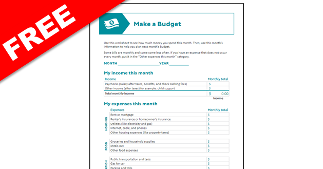 free budget sheets