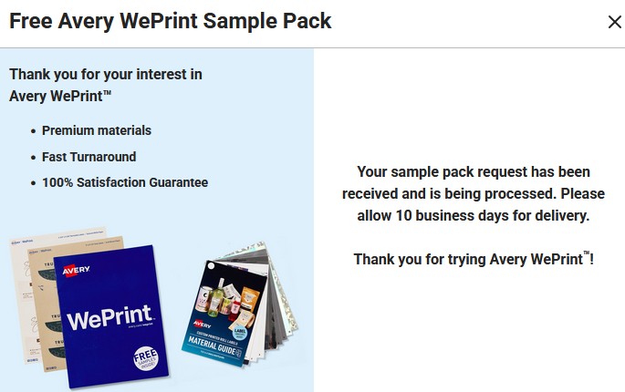 FREE Avery WePrint Sample Pack