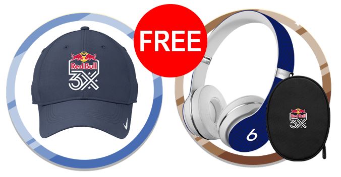 free red bull hats and headphones