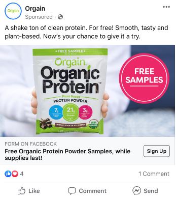 free orgain organic protein powder