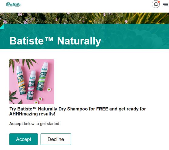 free batiste natural dry shampoo