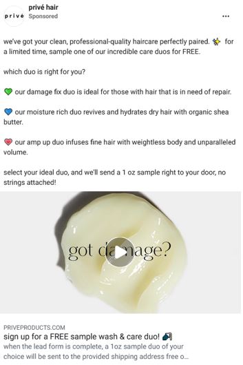 free prive hair sample