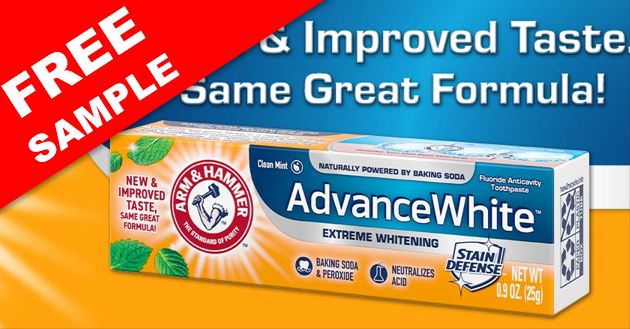 free arm hammer whitening toothpaste sample