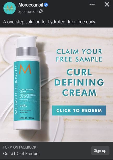 free moroccan curl defining cream sample