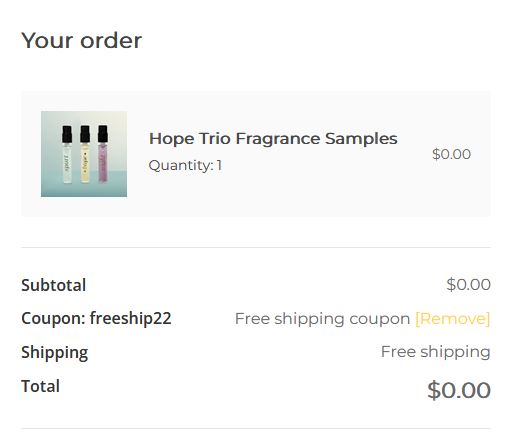 free hope fragrance samples