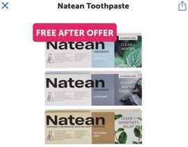 free natean toothpaste ibotta
