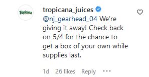 free tropicana cereal box