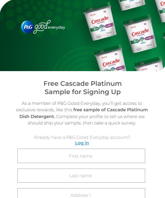 free cascade sample p&g