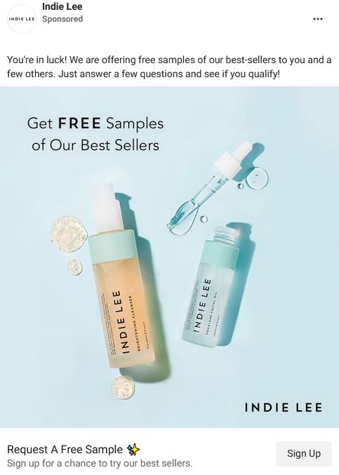 free indie lee skincare samples