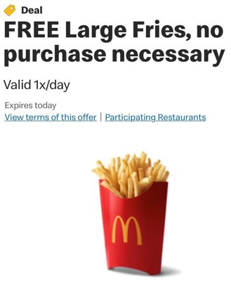free large fries mcdonalds