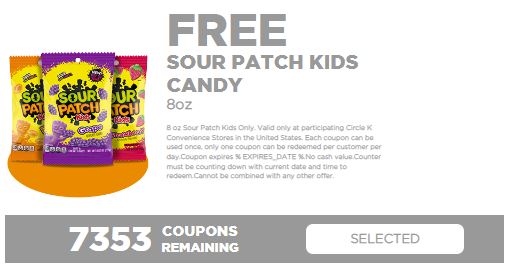free sour patch candy circle k