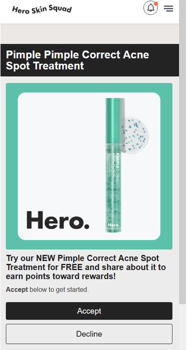 free hero pimple treatment sample