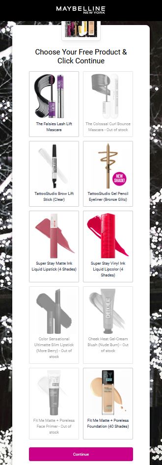 free maybelline product 