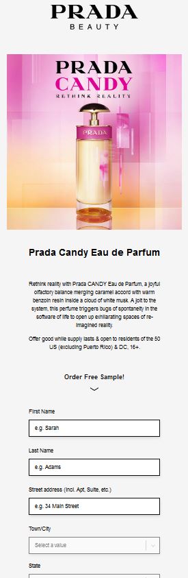 free prada sample candy