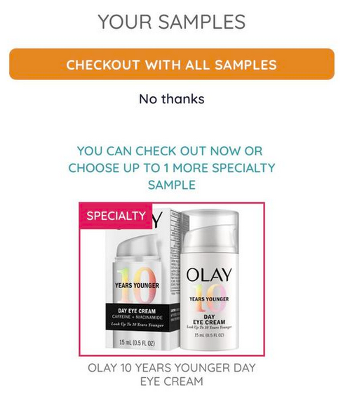 free specialty sample pinchme Olay