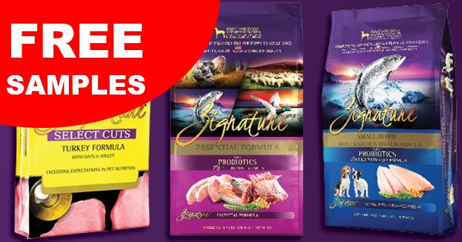 free zignature dog food samples