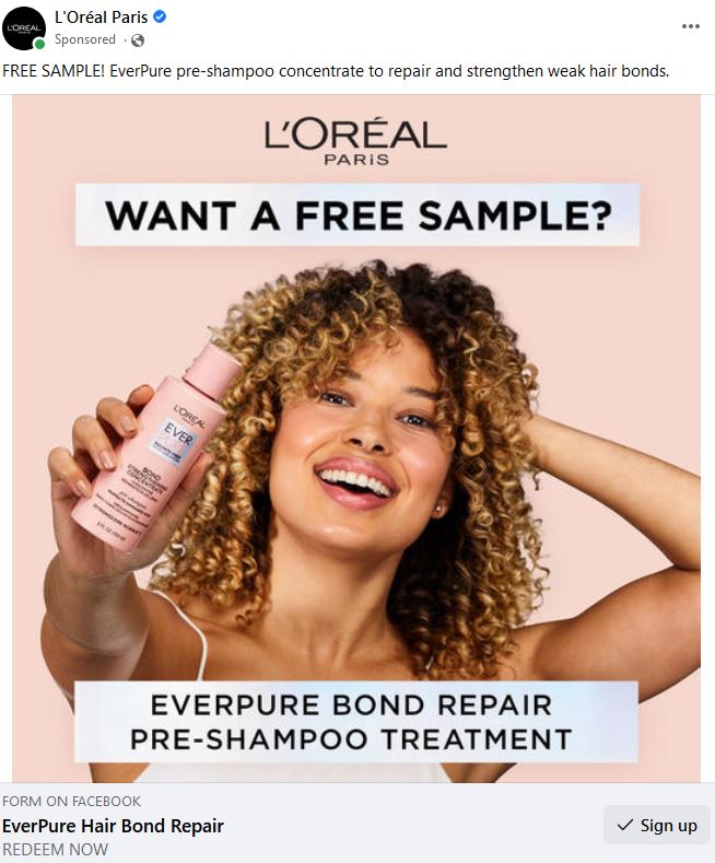 free loreal everpure hair bond repair sample