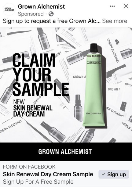 free grown alchemist day cream sample