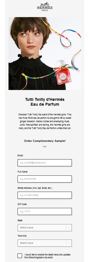 hermes tutti twilly sample request form