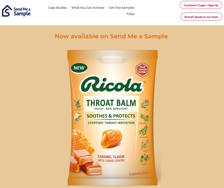 free ricola send me a sample