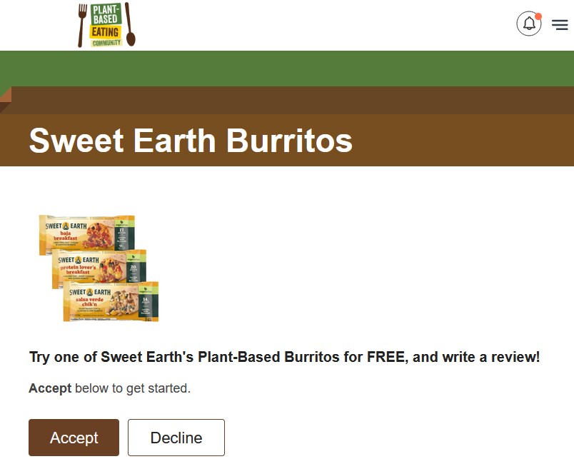 free sweet earth plant based product