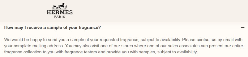 free hermes perfume sample