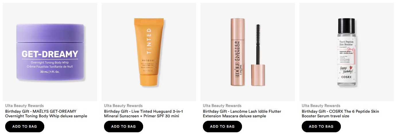 ULTA 2025 free birthday gifts