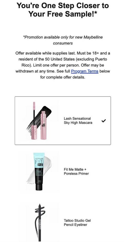 free maybelline product