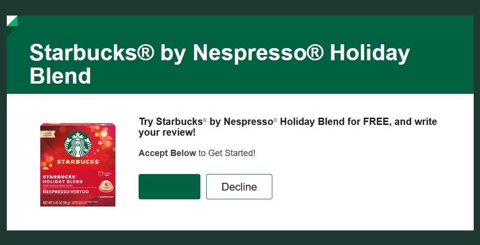 free starbucks holiday blend coffee product
