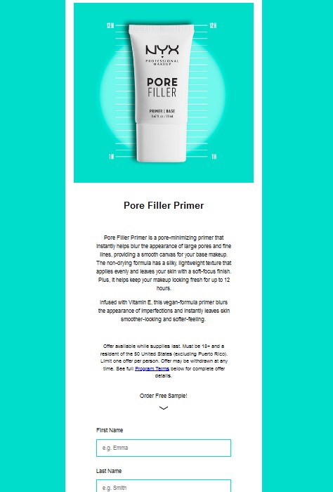 free nyx pore filler sample