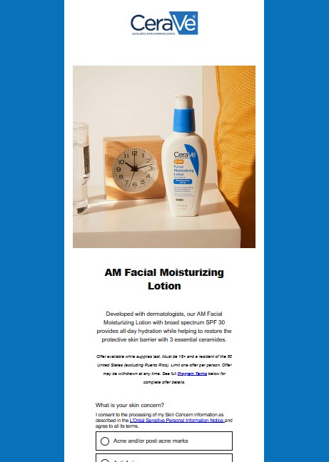 free sample cerave facial moisturizing lotion request form