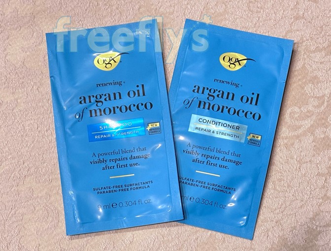 free ogx argan oil shamppo conditioner samples I received