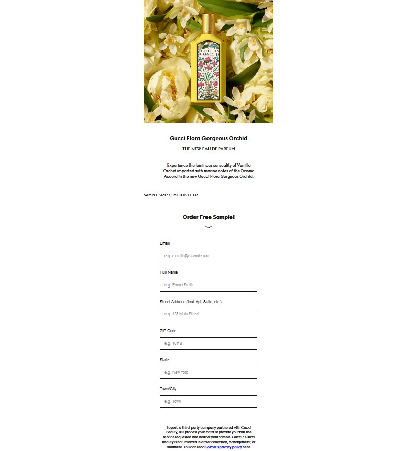 free gucci orchid flora sample request form