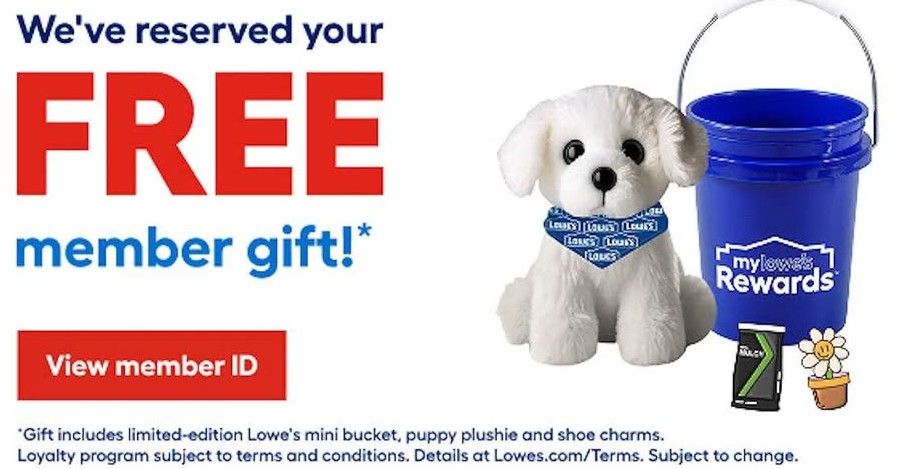 free lowes puppy plushie