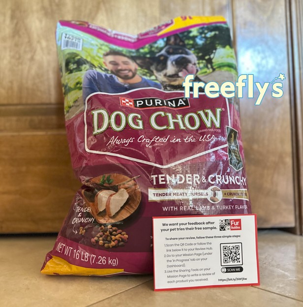free bag of purina dog food i received from furbuddies