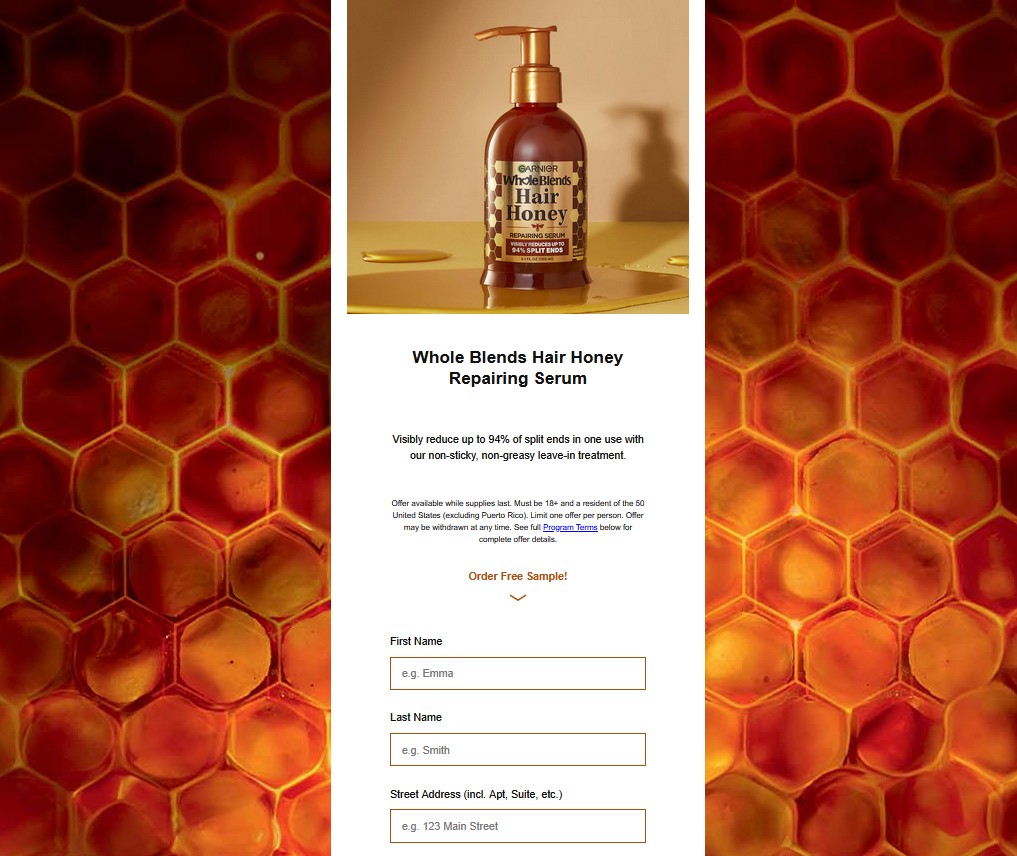 free garnier hair serum sample request form