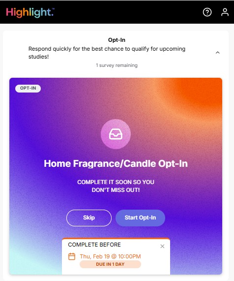 free home fragrance candle from highlight