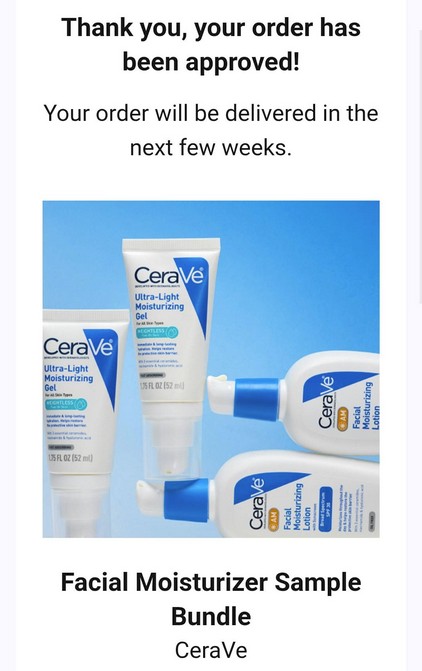 free cerave facial moisturize sample bundle confirmation