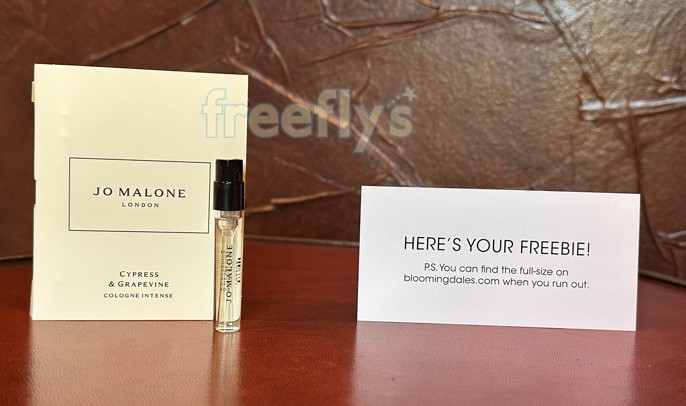 free jo malone cypress grapevine perfume sample i received