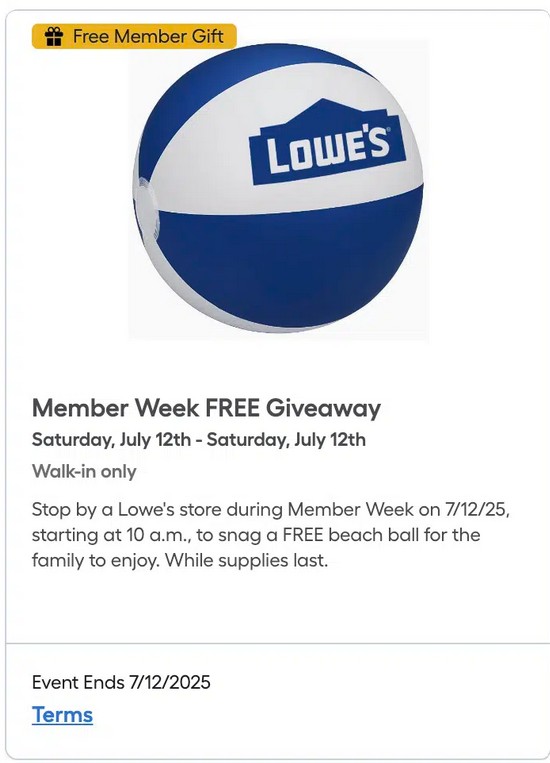 free lowes beach ball