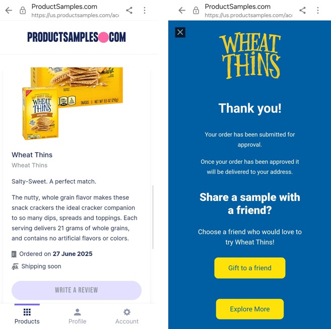free wheat thins sample