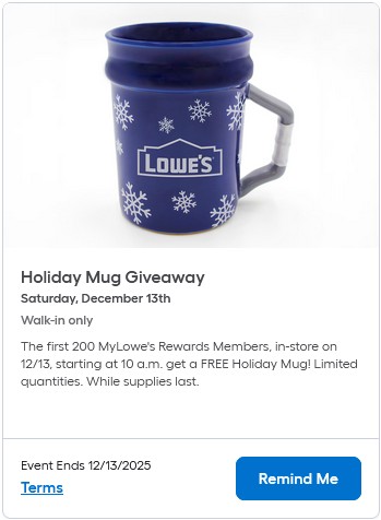 free lowes holiday mug