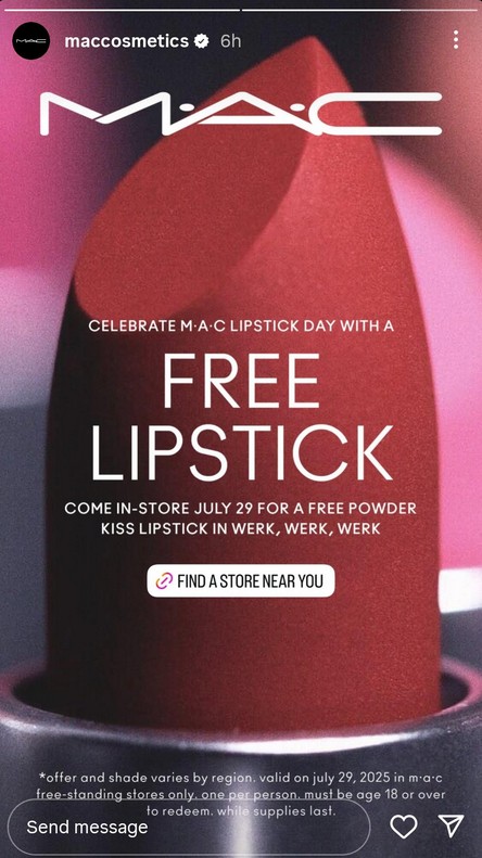 free mac lipstick