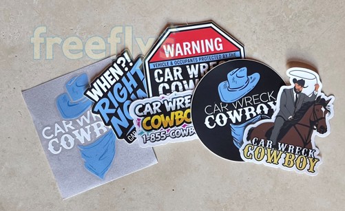 free car wreck stickers i received