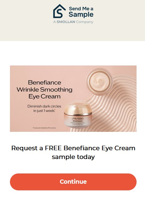 free shiseido benefiance eye cream sample request form
