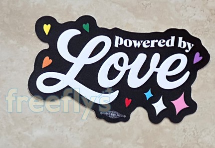 free sticker powered by love I received